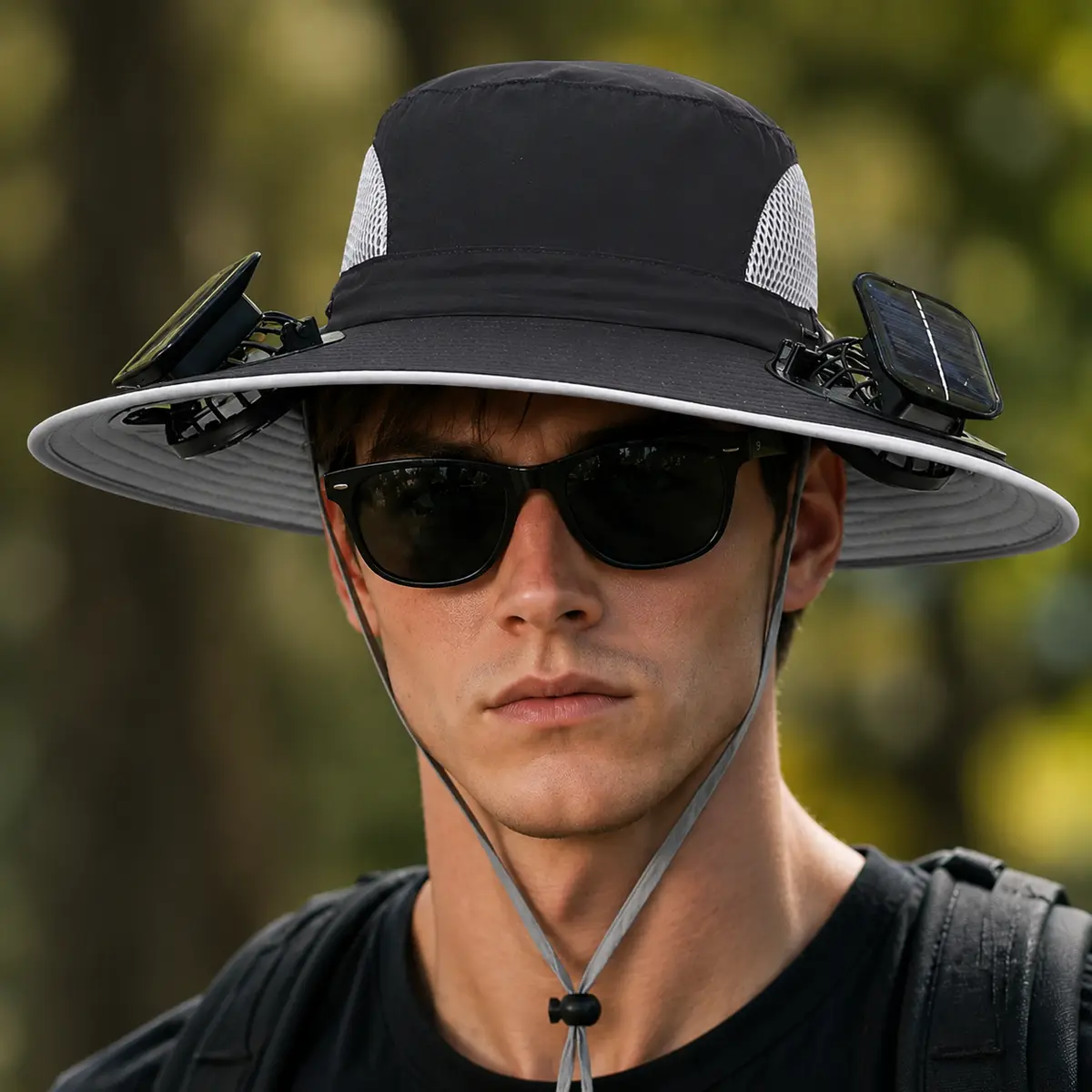 New Solar-Powered Outdoor Cooling Fan Hat — Sun Protection Hat with Solar Fan | Dual-Power Rechargeable Fan | Outdoor Water-Resistant Fan | Ideal for Sporting Events | Unisex Design | 