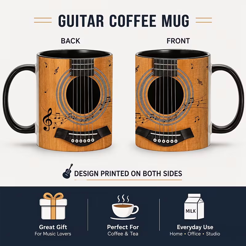 Unique Guitar Ceramic Coffee Mug