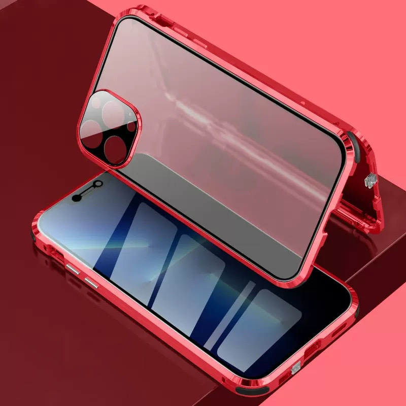 Anti-peeping Magnetic Tempered Glass Double-sided Phone Case For iPhone 11-16 Series