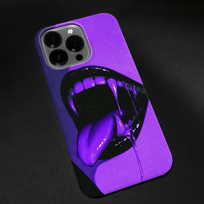 Trendy Purple Fang Mouth Phone Case – Cool Vampire Aesthetic Cover