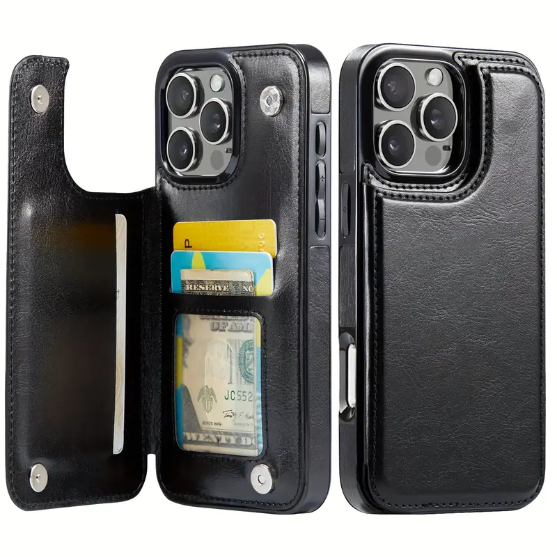 Business Leather iPhone Flip Case – Card Holder, Kickstand & Magnetic Closure