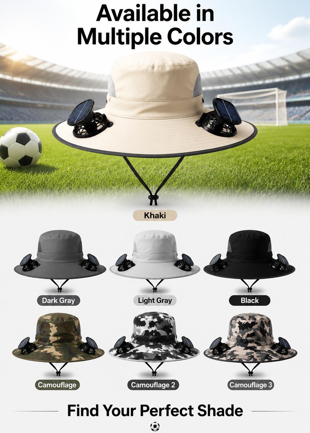 New Solar-Powered Outdoor Cooling Fan Hat &mdash; Sun Protection Hat with Solar Fan | Dual-Power Rechargeable Fan | Outdoor Water-Resistant Fan | Ideal for Sporting Events | Unisex Design | TikTokShopSpringGlowUp Sun Bucket Hat Lightweight Golf Hat
