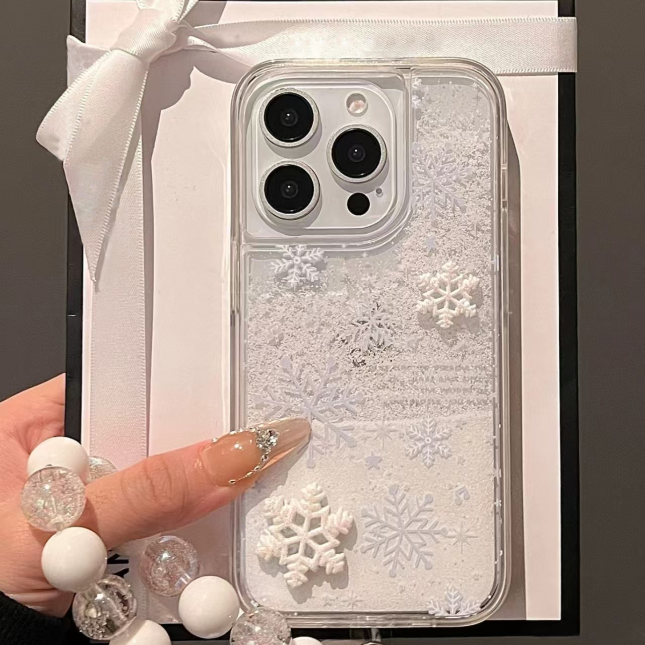 New 3D Snowflake Quicksand Phone Case