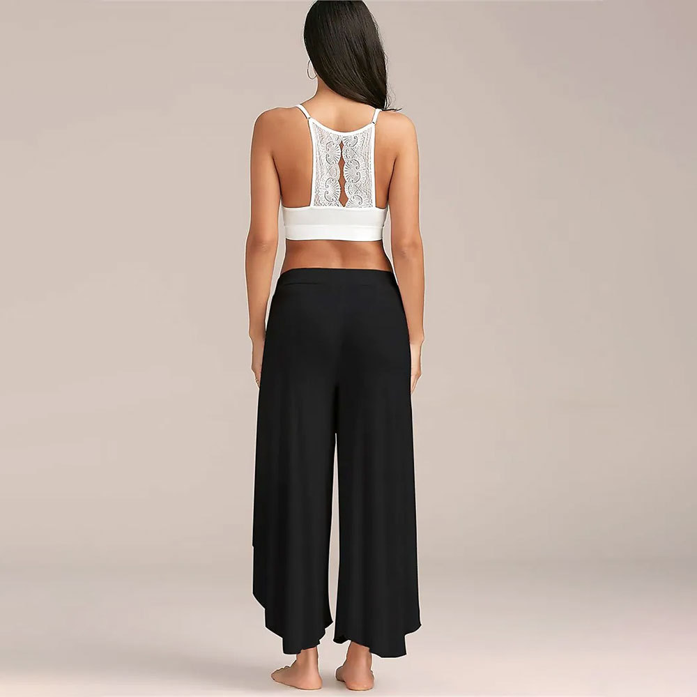 Olivoslindo Pantalones de yoga de pierna ancha para mujer con aberturas