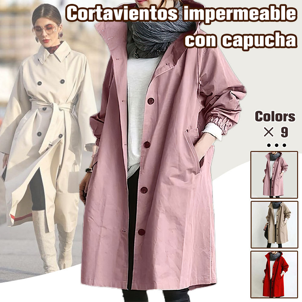 Chaqueta cortavientos impermeable de gran tamaño con capucha