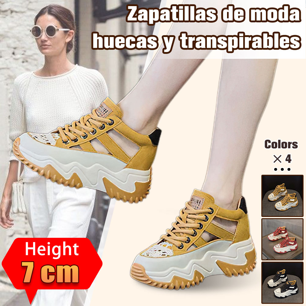 Sandalias cómodas con cordones para mujer, suela gruesa, 7CM