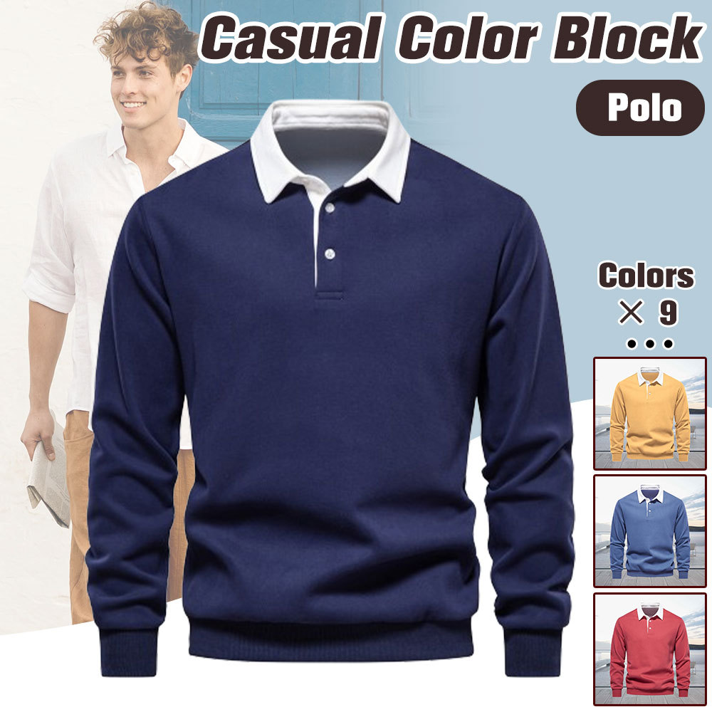 2024 Nuevo polo de manga larga para hombre Sudadera informal