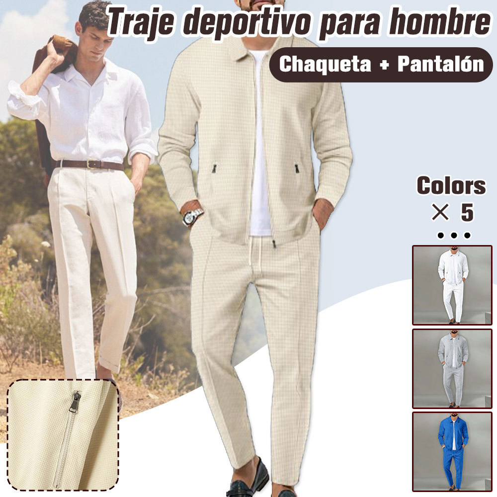 Nuevo conjunto deportivo informal de 2 piezas tipo gofre para hombre