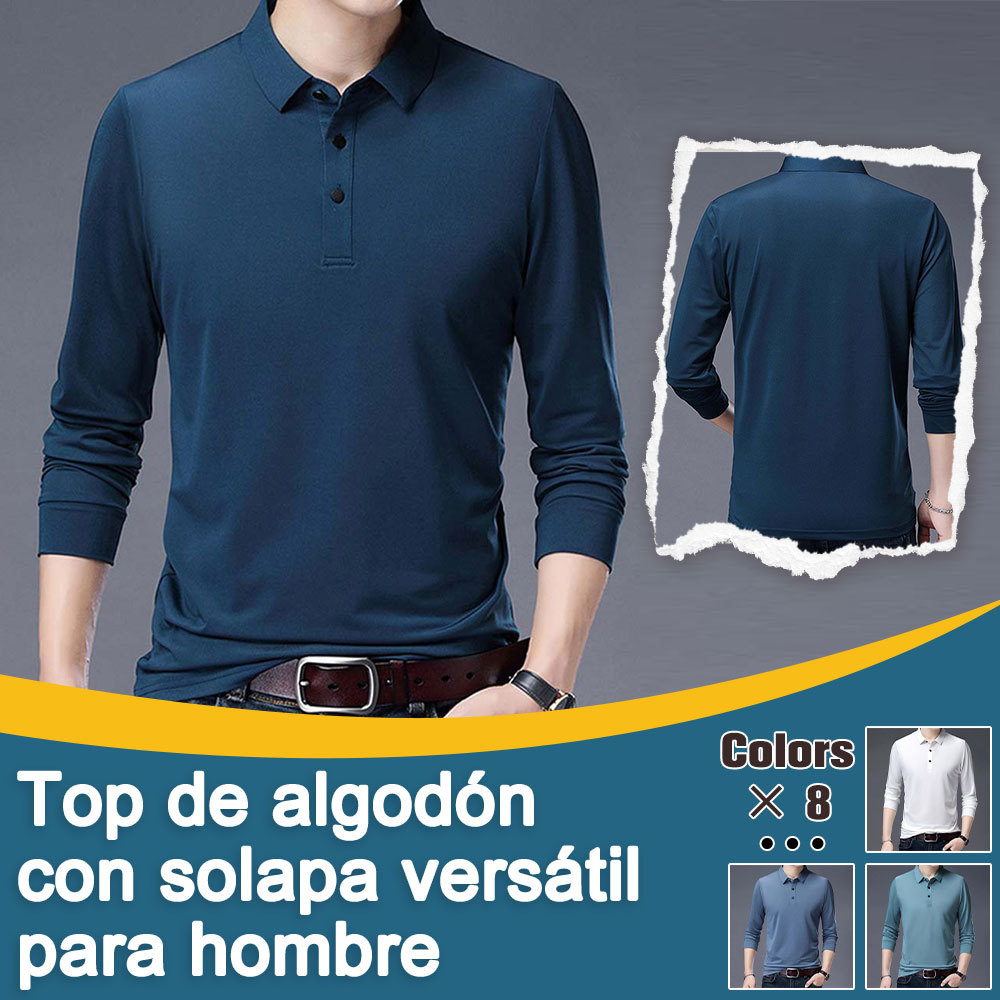 2024 nueva camiseta de manga larga con solapa para hombre