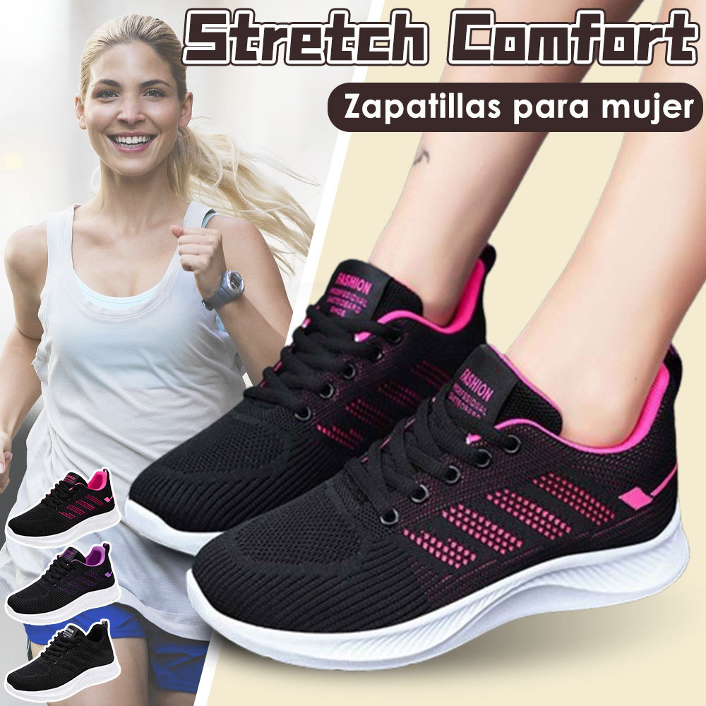 Zapatillas informales con cordones de malla transpirable para mujer