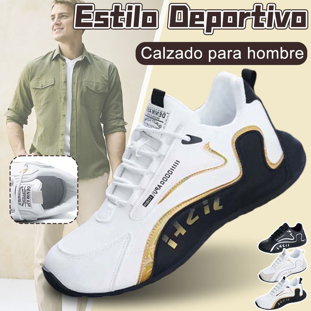 Zapatillas New de piel con cordones y bloques de color