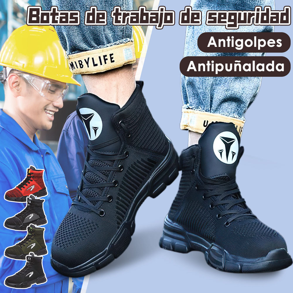 Zapatos de seguridad altos antigolpes y antipinchazos para hombre