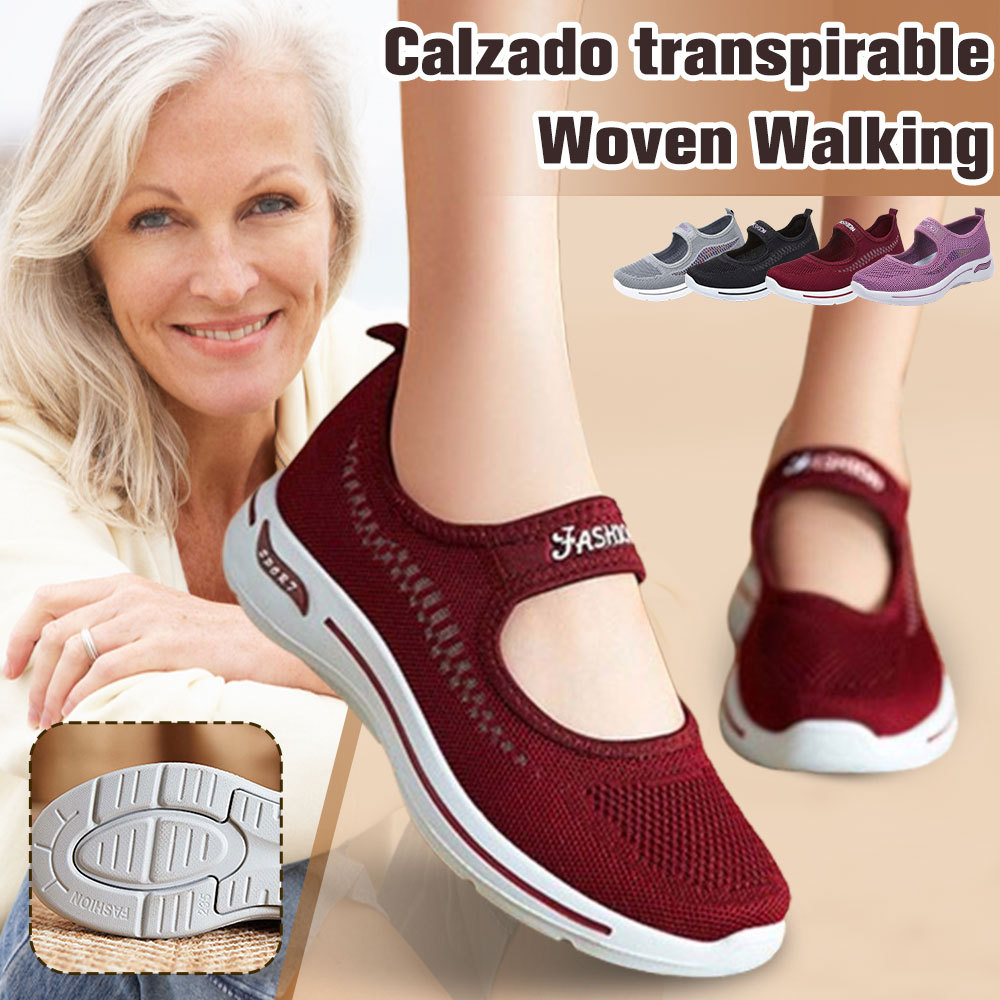 2024 zapatos de mujer casuales transpirables tejidos nuevo estilo