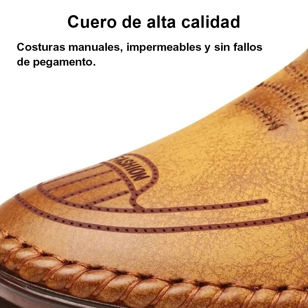Zapatos de cuero transpirables cosidos con suela suave para hombre