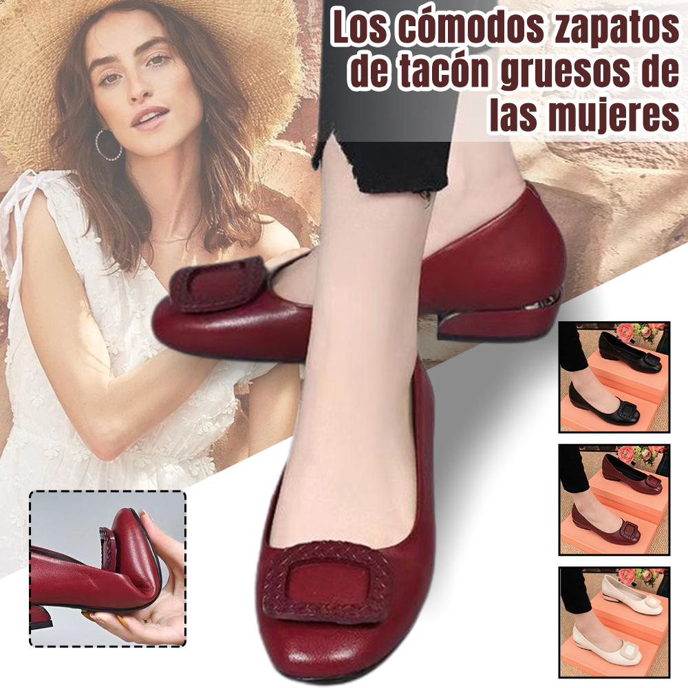 2024 Zapatos de tacón de bloque cómodos y de moda para mujer