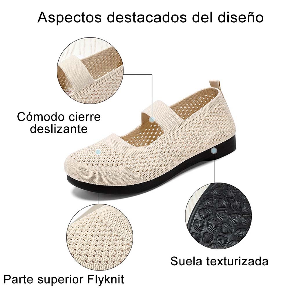 Zapatos informales sin cordones de punto hueco para mujer