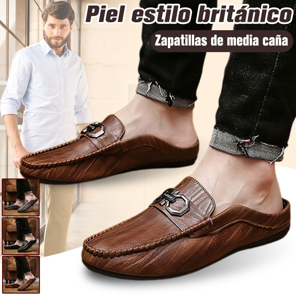 Zapatillas de hombre de piel transpirable con suela suave