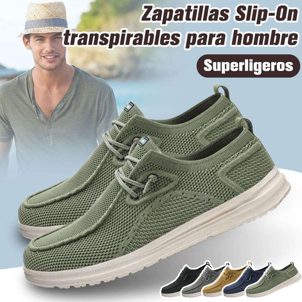 Zapatos casuales con cordones de malla transpirable para hombre