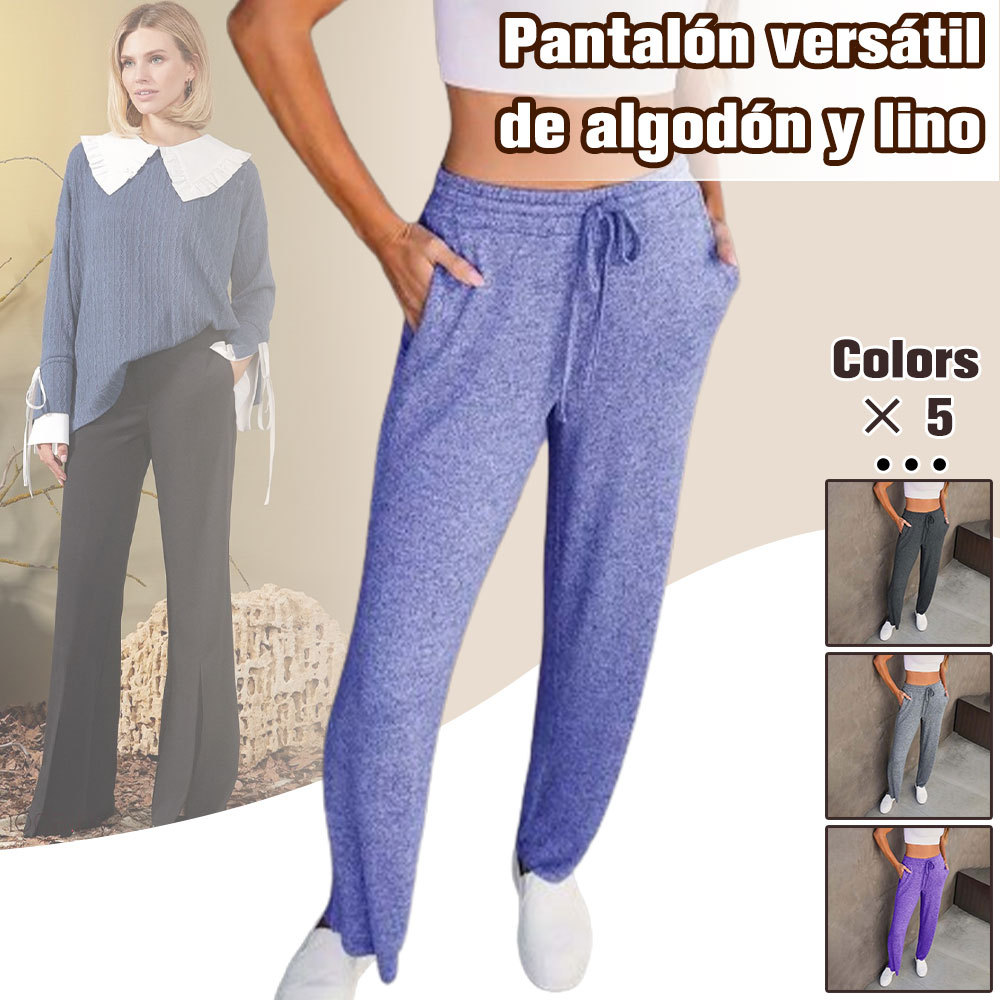 Pantalones deportivos casuales de encaje sueltos simples para mujer