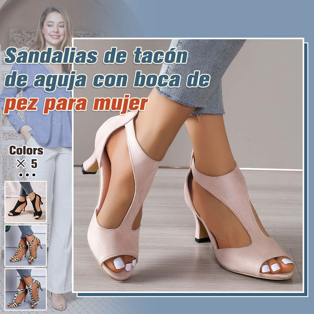 Sandalias de tacón alto con punta abierta, elegantes y elegantes