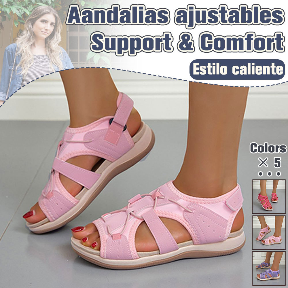 Sandalias de suela suave elásticas de color liso para mujer