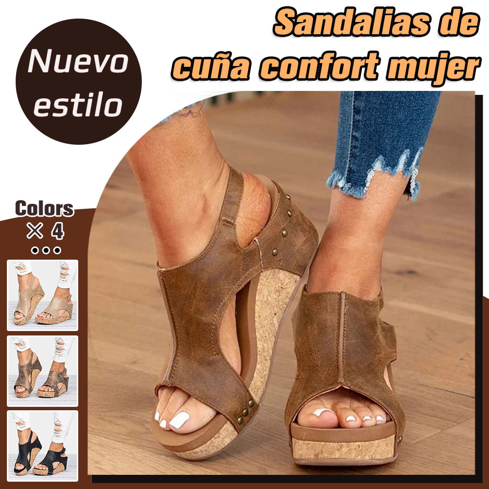 Sandalias de cuña cómodas de verano para mujer