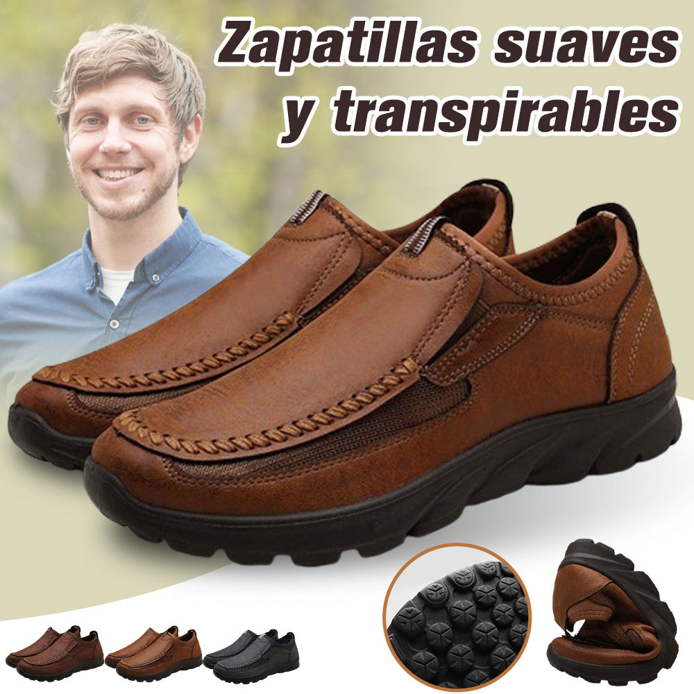 Mocasines casuales de cuero transpirable para hombre