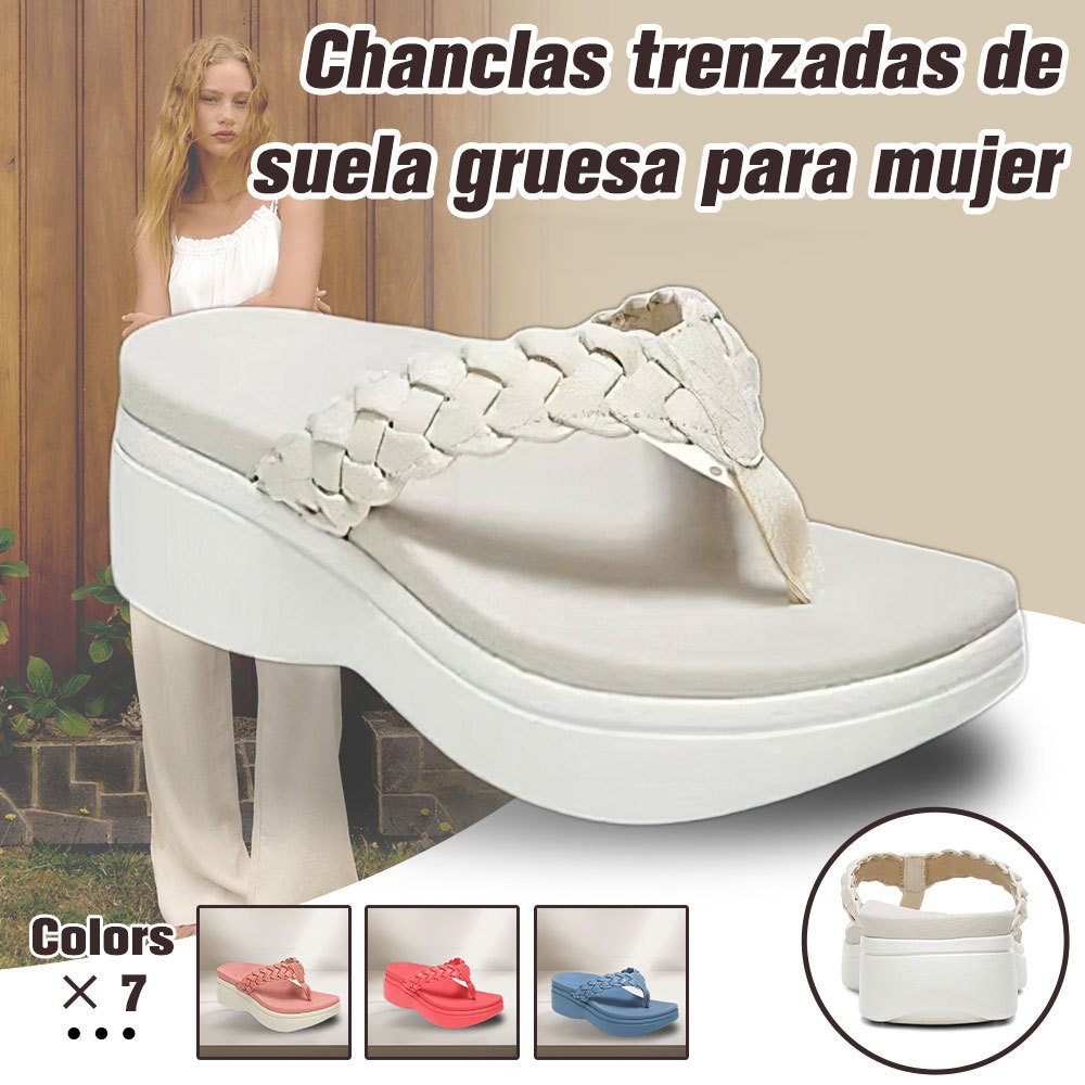 Sandalias cómodas con suela gruesa y cuña para mujer