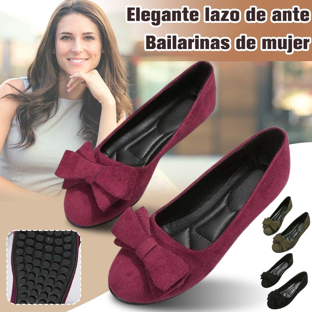 Zapatos casuales planos con lazo de ante para mujer nuevos