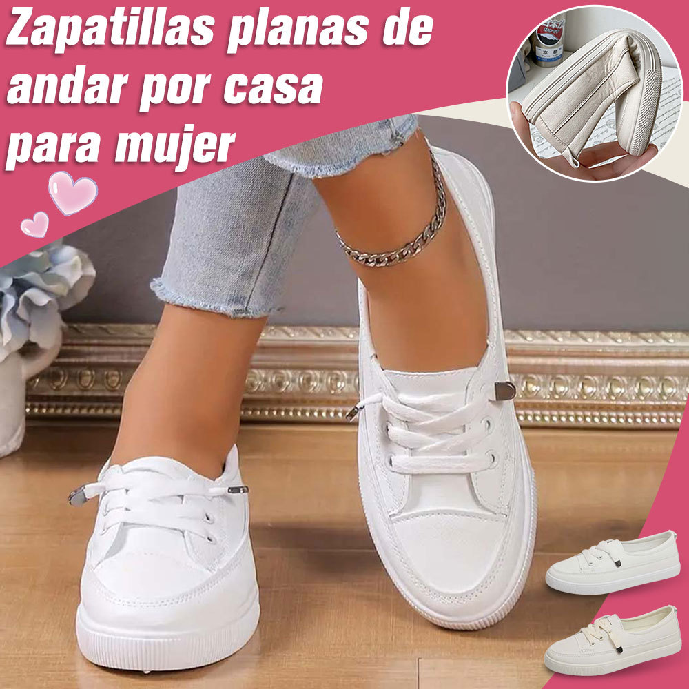 Zapatos para caminar blancos versátiles e informales para mujer