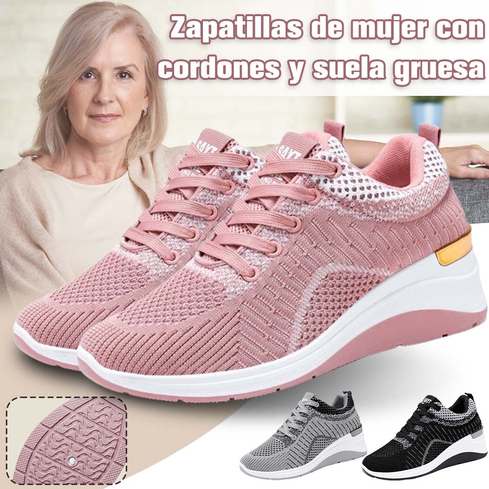 Nuevas zapatillas transpirables de suela gruesa para mujer