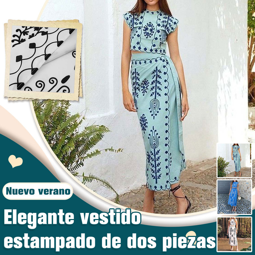 Vestido de dos piezas estampado de verano para mujer