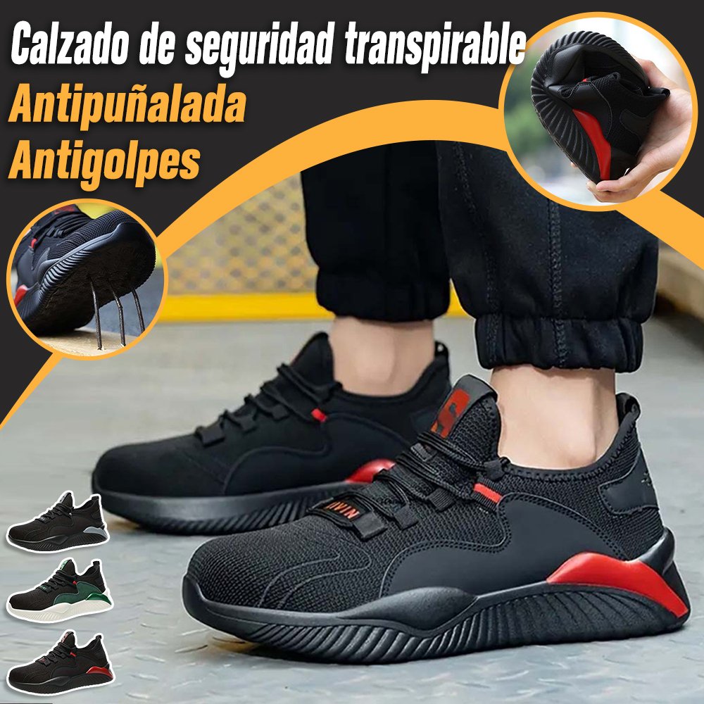 Hojanaranja Nuevos zapatos de seguridad para el trabajo transpirables antigolpes.