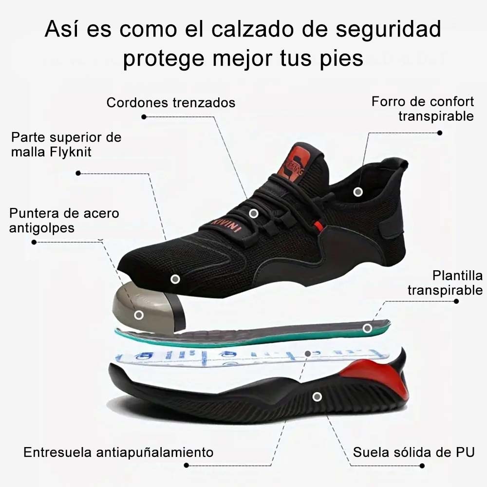 Hojanaranja Nuevos zapatos de seguridad para el trabajo transpirables antigolpes.