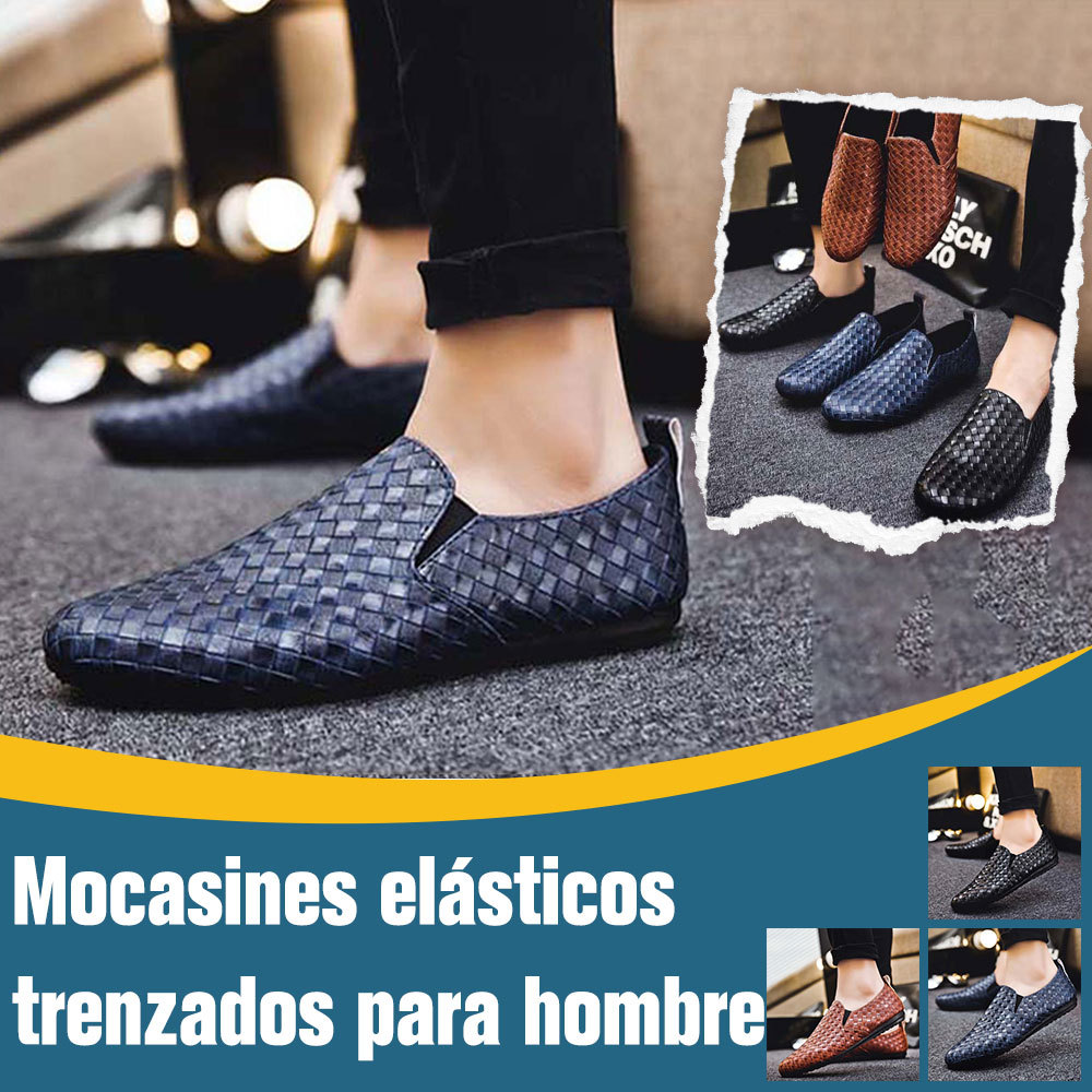 Hojanaranja Mocasines informales sin cordones de piel elástica para hombre