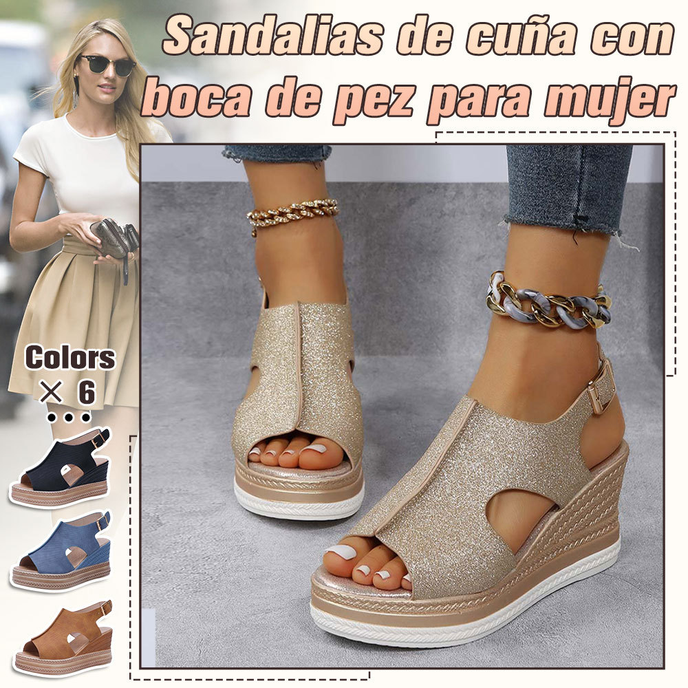 Hojanaranja 2024 nuevas sandalias de boca de pez con cuña de moda