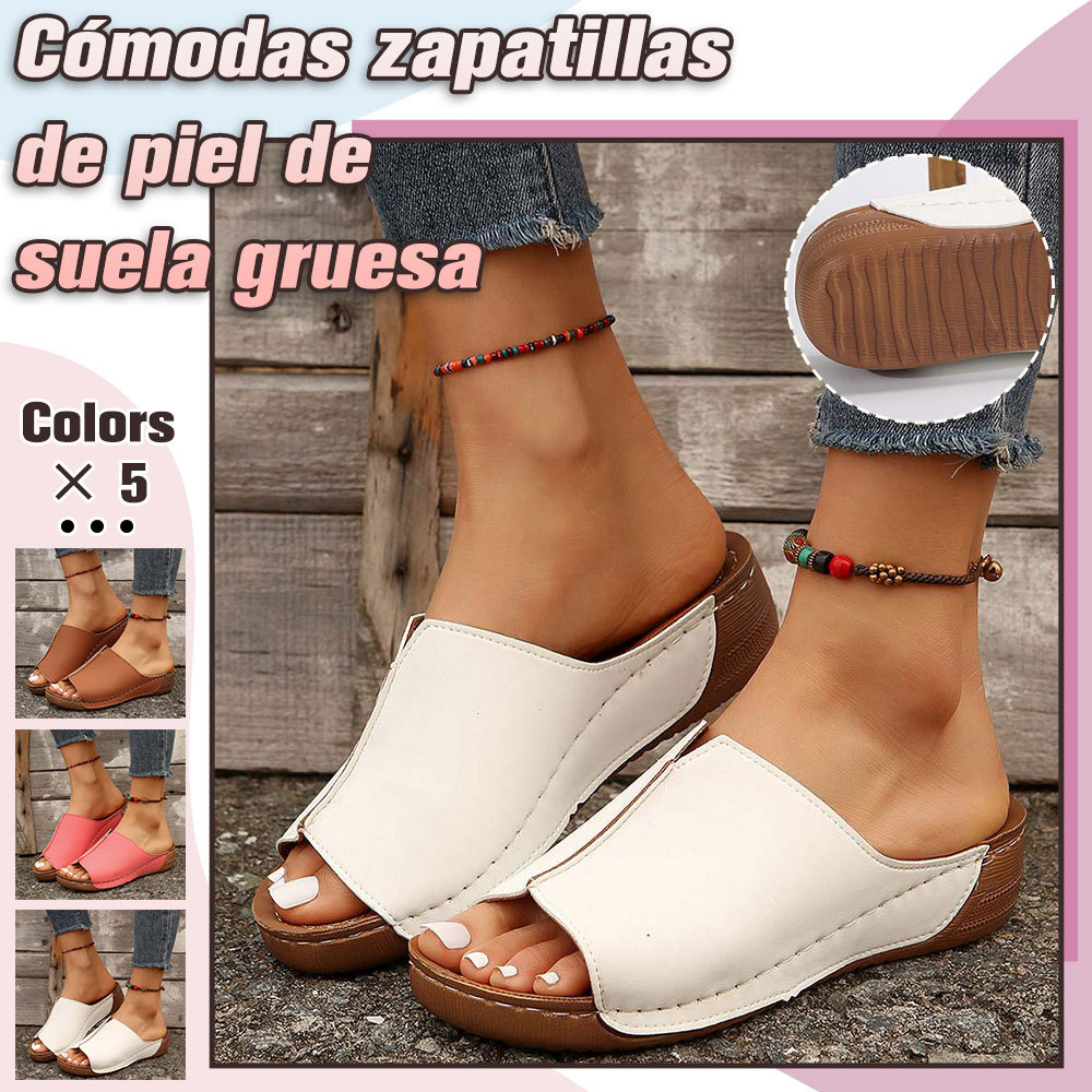 Hojanaranja Zapatillas de casa de mujer ligeras y cómodas con suela gruesa