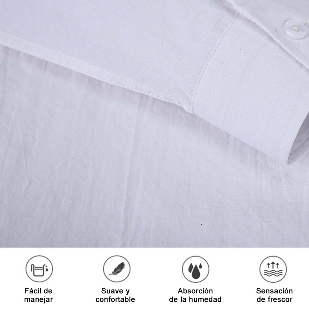 Hojanaranja Camisa henley cómoda de algodón de color liso para hombre