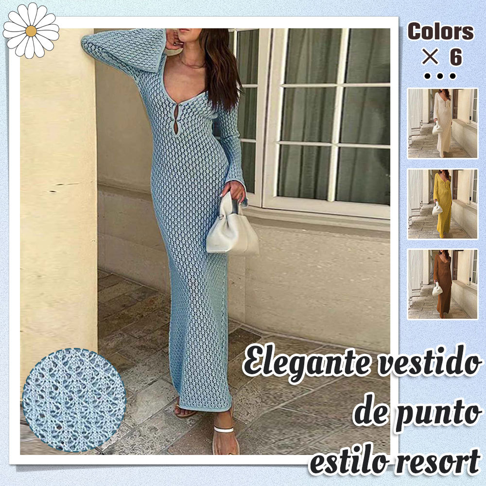 Hojanaranja Vestido de punto extralargo para mujer Ropa de protección solar para la playa