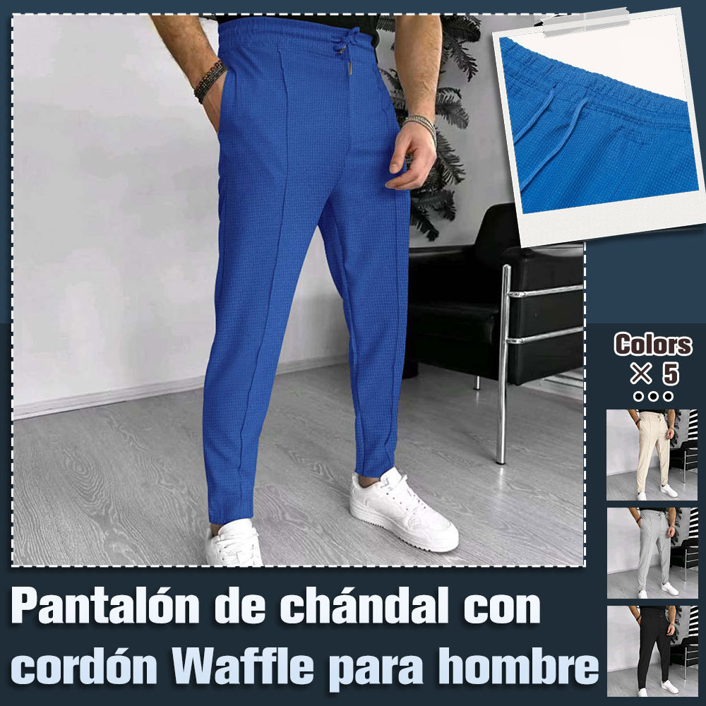 2024 nuevos pantalones de jogging de pie pequeño a cuadros tipo gofre para hombres