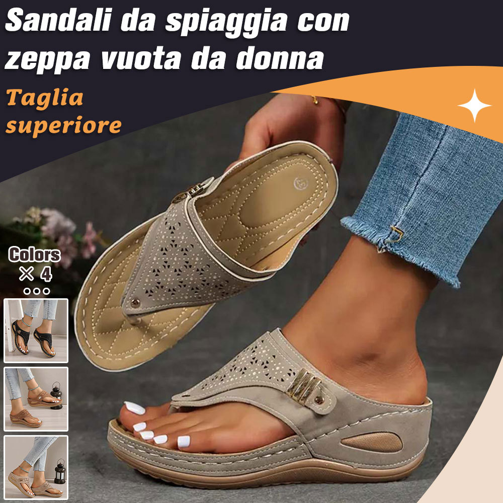 Sandalias de playa con cuña y chanclas retro para mujer