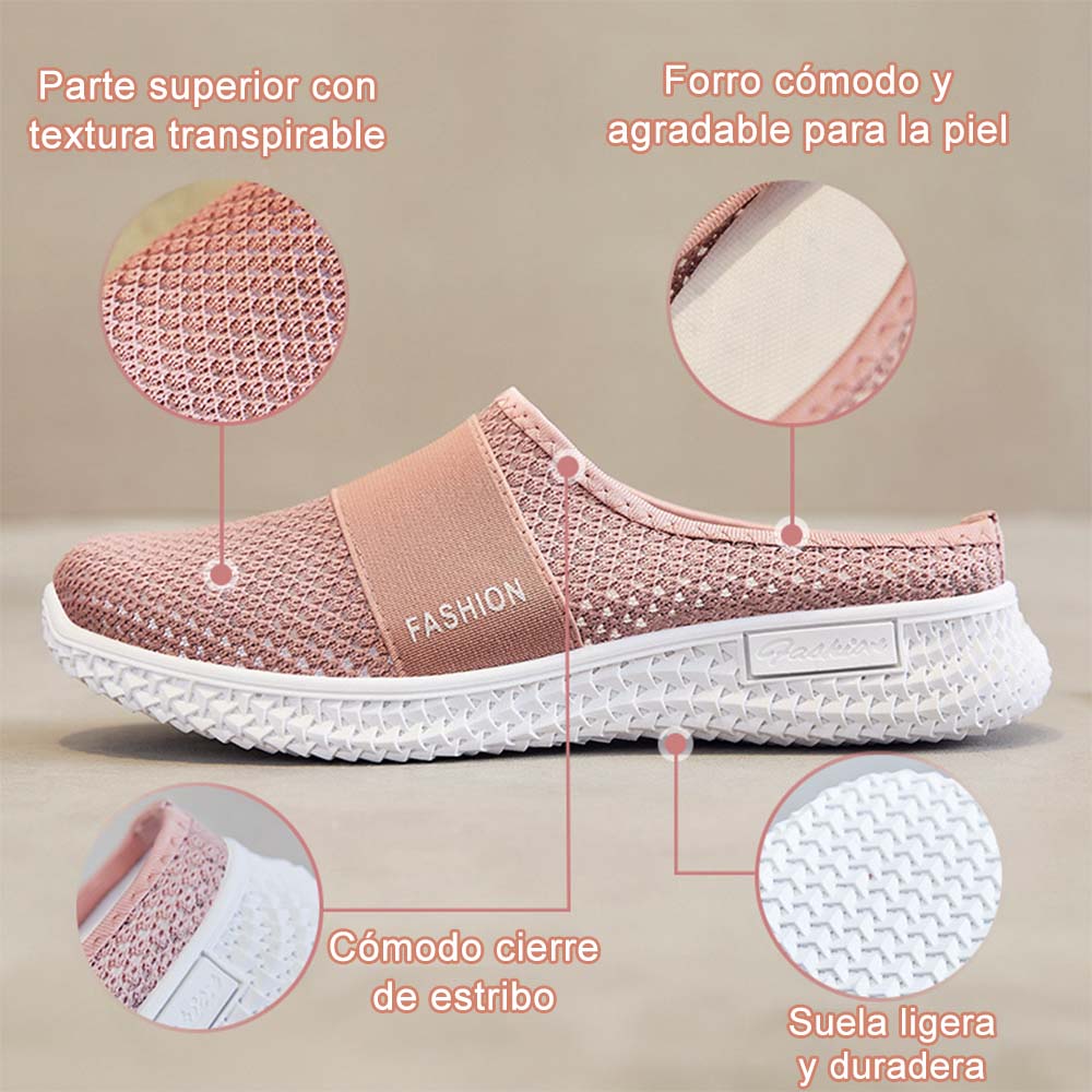Verano nuevos zapatos de mujer medias zapatillas de malla transpirable