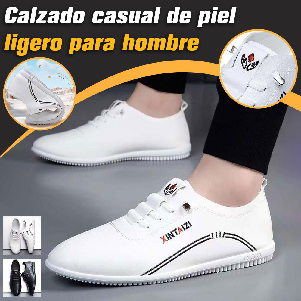Zapatos casuales de cuero con suela blanda y estilo para hombre