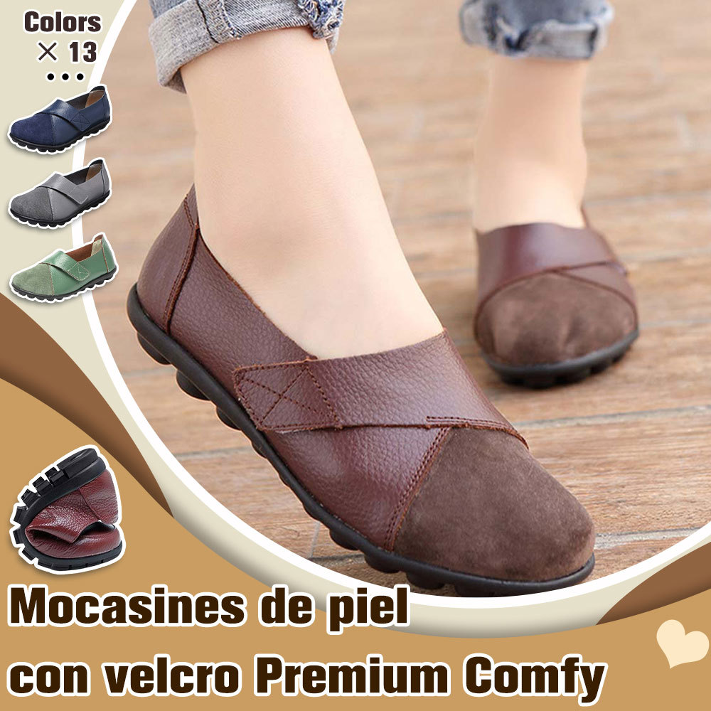 Zapatos casuales de cuero cómodos con velcro