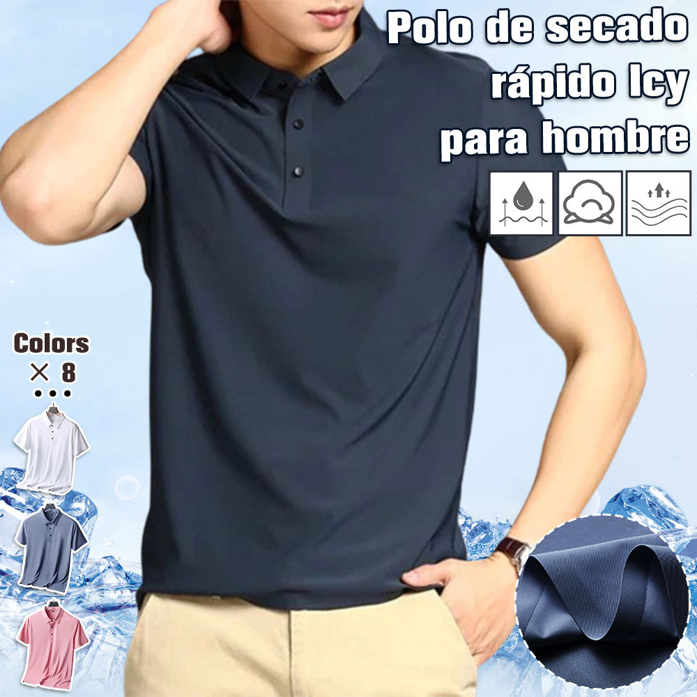 Polo de manga corta de secado rápido para hombre Summer Icy