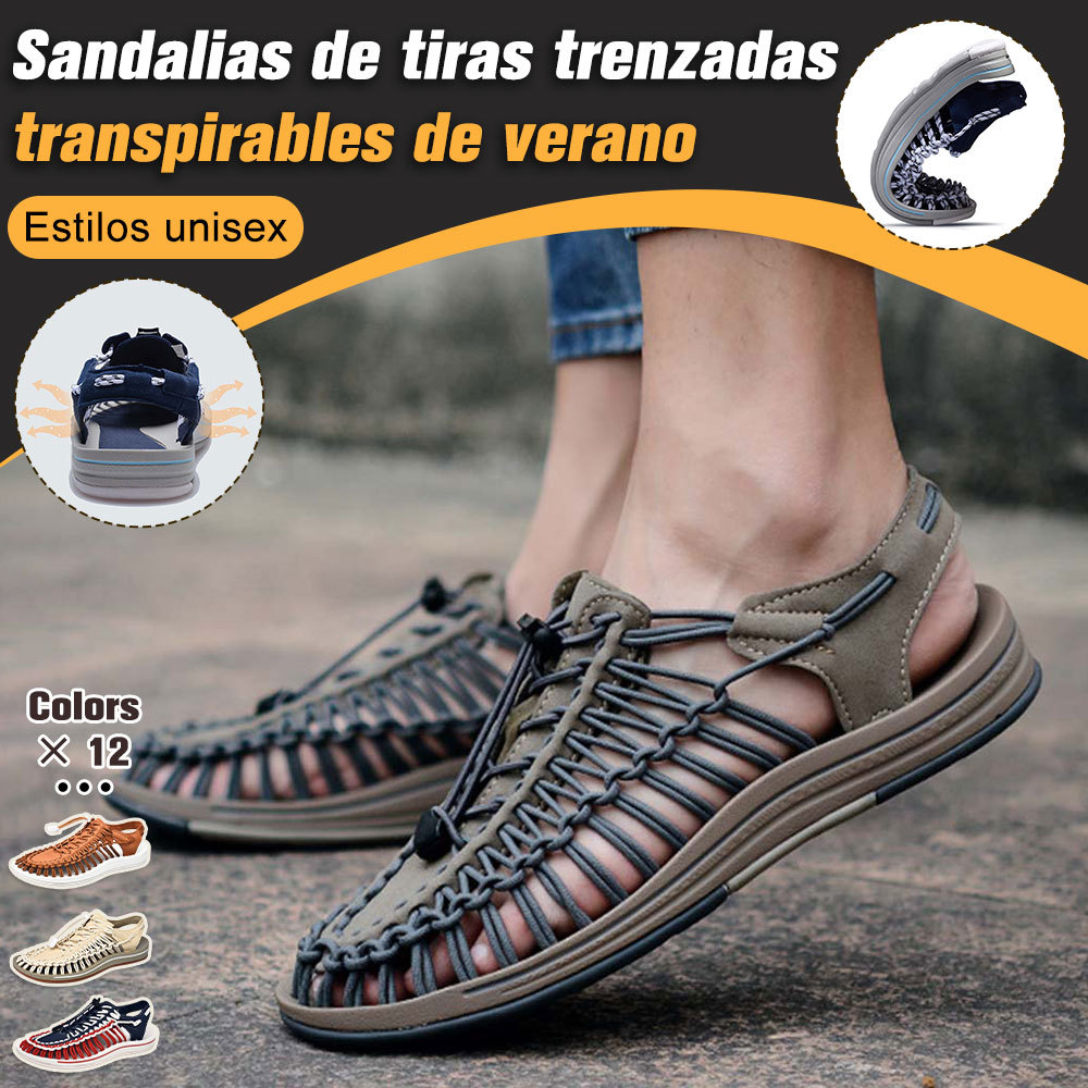Sandalias deportivas con cordones trenzados transpirables de verano para hombres y mujeres