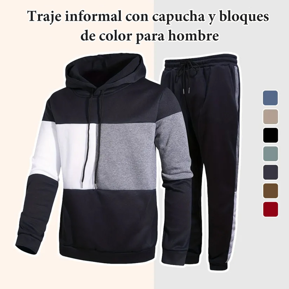Hojanaranja™ Nuevo conjunto de dos piezas de sudadera con capucha y pantalón para hombre de otoño e invierno