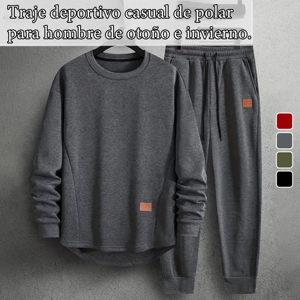 Traje deportivo informal de terciopelo de manga larga y pantalón para otoño e invierno para hombre