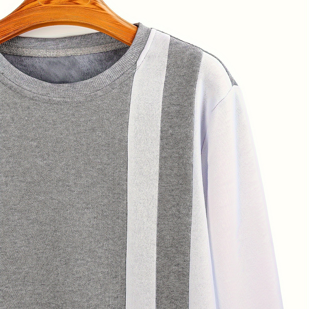 Alberchris™ Autumn and winter men's fashionable color block round neck plus fleece sweatshirt