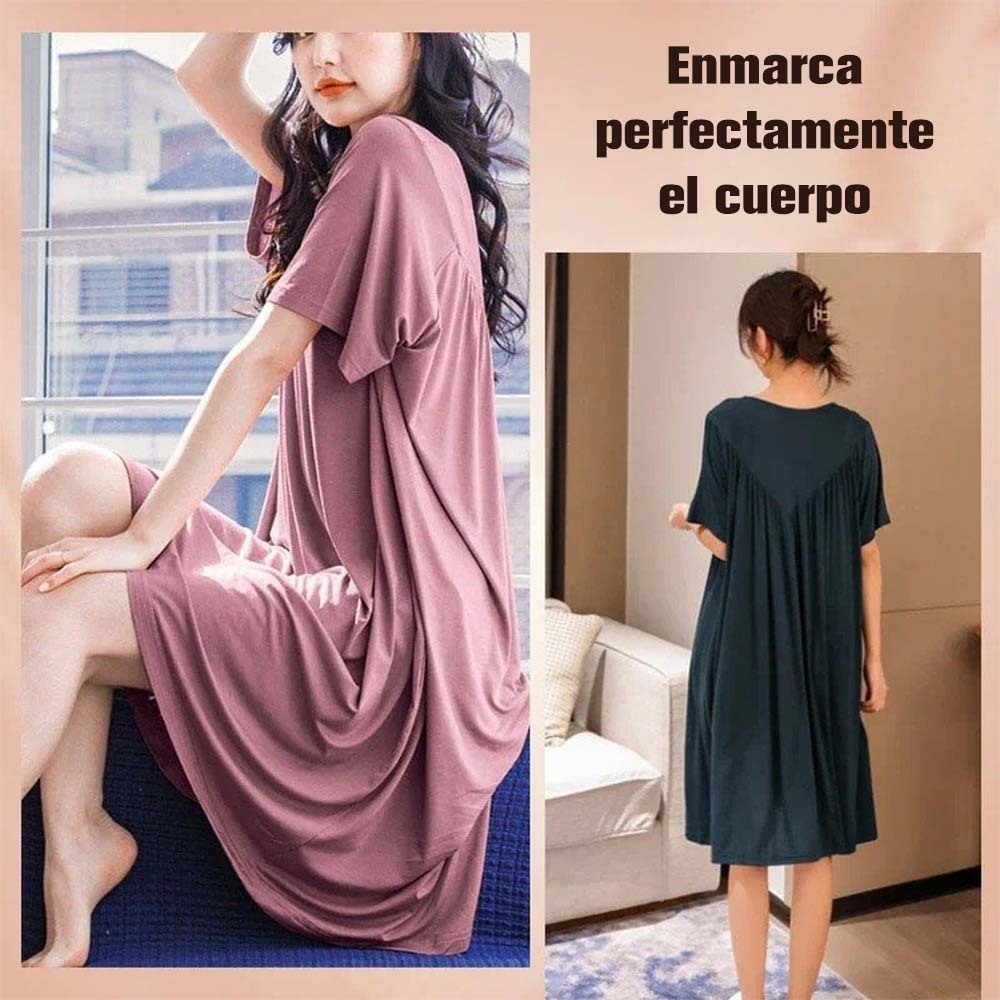 2024 Nuevo vestido de pijama suelto de manga corta súper suave y fino